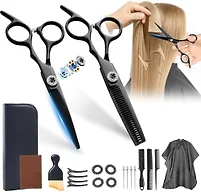 21Pcs 440C Hair Cutting Scissors Kit, Hair Scissors & Thinning Scissors Set