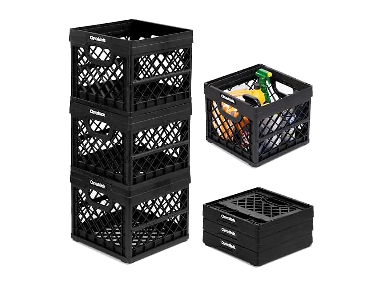 CleverMade Collapsible Milk Crate 25L (6.6 Gal) 3 Pack