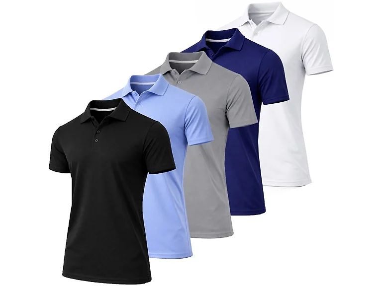 5Pk Mens S/S Performance Polo Shirts