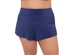 Aqua Green Women's High Waist Beach Swim Short Bottom, Cerulean, Medium