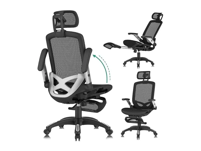 Office Chair with Footrest, Ergonomic Desk Chair
