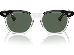 Ray-Ban RJ9098S 715871 45 45-18-130 Ray-Ban Boys Rj9098s Square Sunglasses Black on Transparent/Dark Green