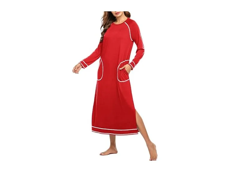 Ekouaer Women (S) Nightshirt Long Sleeve Dress