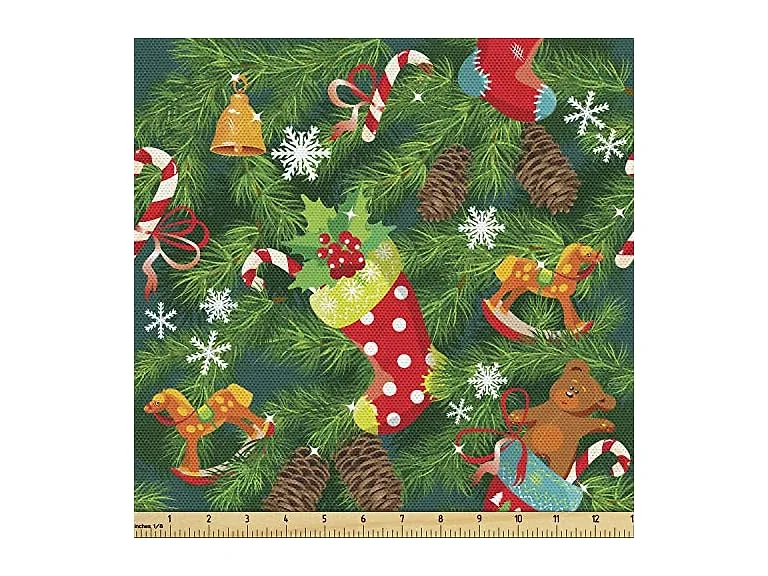 Ambesonne Christmas Fabric by The Yard
