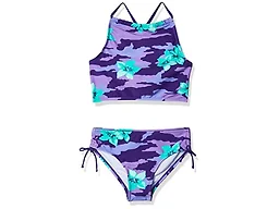 Kanu Surf Girls, Daisy UPF 50 Beach Sport Halter Tankini 2-piece Swimsuit, Rylie Purple, 14