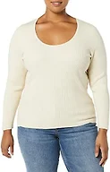 Amazon Essentials Women's Long-Sleeve Sweater Fine Gauge Stretch Scoop Neck, Available in Plus Sizes, Sand Heather, 4X