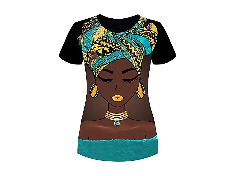 Fznhql Women (M) Short Sleeve Tops African T Tee