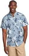 Eddie Bauer Men's Big & Tall Printed Baja Short-Sleeve Shirt Cobalt Medium, Tall
