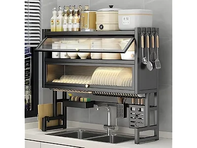 Black 37.4" Over The Sink Dish Drying Rack