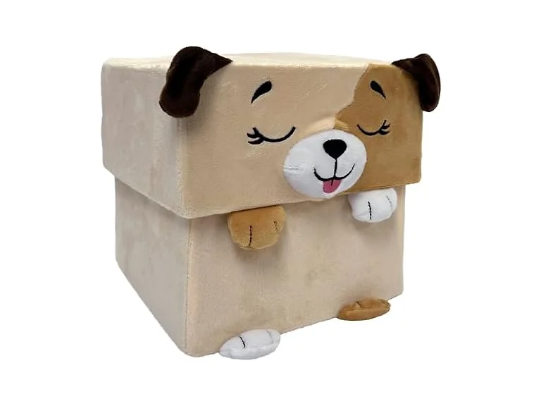Happy Nappers Adorable Storables - Tan Dog 8" Plush & Cube Bin