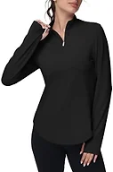 GGOV Women's Golf Polo Long Sleeve Workout Tops V Neck UPF 50+ Sun Protection Quick Dry Lightweight Active Tennis Shirts Black