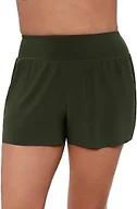Aqua Green Women's High Waist Beach Swim Short Bottom, Malachite, Large