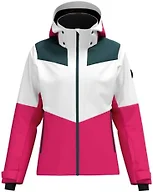 HEAD Women’s Element Insulated Ski Jacket – Waterproof, Mechanical Stretch, Detachable Hood, Snow Gaiter - Dark Pink/Dark Teal, Medium