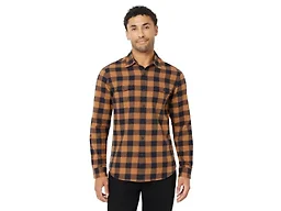 Amazon Essentials Men's Slim-Fit Flannel Long-Sleeve Button Down Shirt, Two-Pocket, 100% Cotton, Plaid, Black Toffee Brown Buffalo Check, Medium