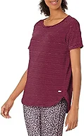 Amazon Essentials Women's Studio Relaxed-Fit Lightweight Crewneck T-Shirt, Burgundy Stripe, X-Small