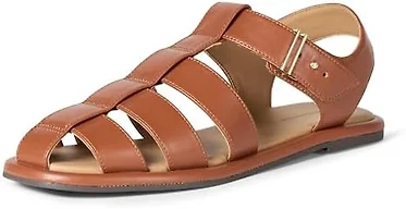 Amazon Essentials Women's Closed Toe Fisherman Sandals, Tan, 6