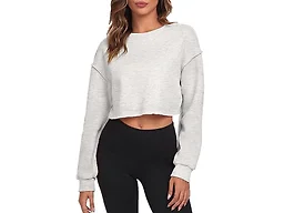 FKEEP Cropped Sweatshirts for Women Long Sleeves Crewneck Pullover Crop Tops Oversized Fit