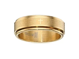 Amazon Essentials Steeltime Men's 18k Gold Plated Our Father Prayer Spinner Band Ring,Yellow,10, (previously Amazon Collection)
