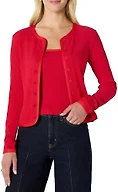 Amazon Essentials Women's Slim-Fit Ribbed Cardigan & Cami Set with Removable Straps, Red, Medium