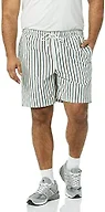 Amazon Essentials Men's 8" Inseam Relaxed-Fit Cotton Drawstring Pull-On Walk Shorts, Summer-Weight, Green Pink Vertical Stripe, Small