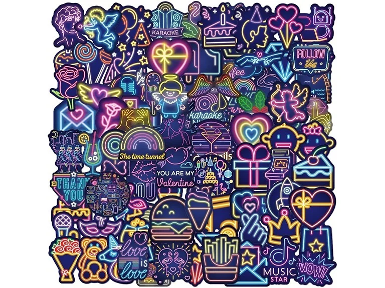 200 PC Random Neon Themed Stickers