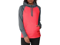 Hanes Women's Sport Performance Fleece Pullover Hoodie, Dada Grey Solid/Razzle Pink Heather, XL