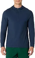 Amazon Essentials Men's Athletic Soft Performance Lightweight Quarter-Zip Hoodie Long Sleeve Workout Top, Space Dye Navy, Medium