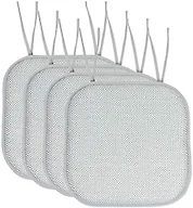 Sweet Home Collection SHC-TIES-CHAIR-PAD-CAM-WHTSGB-4PK 4PK Memory foam chair cuhsions White/Sage