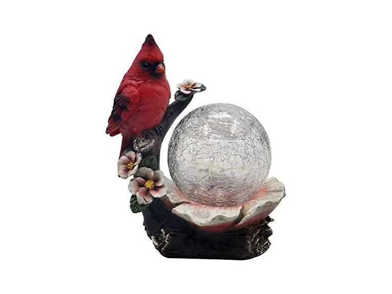 7.5" Cardinal with Crackle Glass Ball