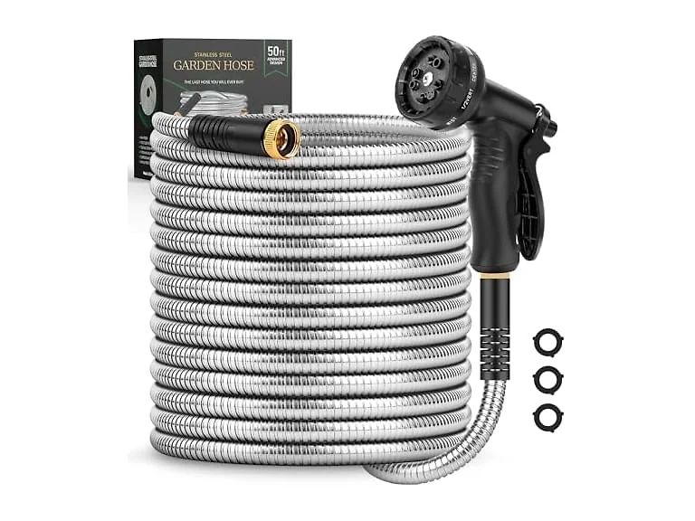 Itsonestep Stainless Water Hose with Nozzle