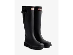 Hunter HFRW0024252-BLK 7 Hunter Refined Gold Trim Tall Gloss Women's Boots Black