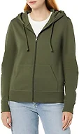 Amazon Essentials Women's Midweight Fleece Full-Zip Hoodie with Drawstring, Dark Olive, Small