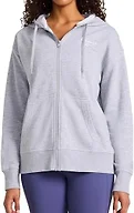 Reebok Women’s Embroidery Full-Zip Hoodie, Standard Fit, Midweight Cotton-Poly Fabric, Grey Heather, Large