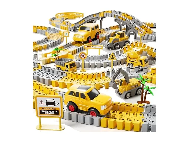 Kids Race Track Set 2 Cars & 4 Trucks