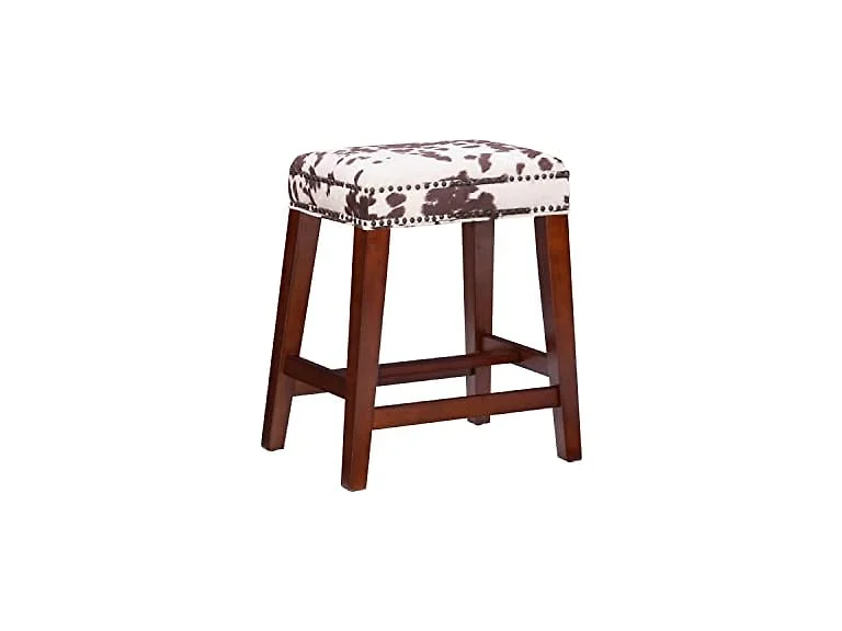 Linon Harlow Brown Cow PrintBackless Counter Stool 24" (Open Box)