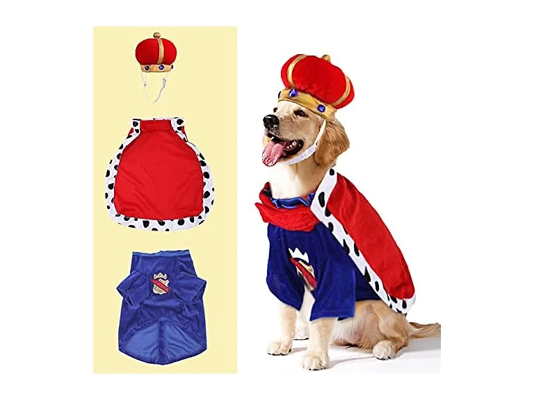 SEIS Halloween 3 Pcs Dog King Cloak Costume