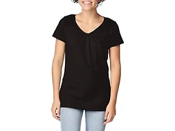 Hanes Women's Shirts, Slub Cotton Shirred V-Neck Tee, Cotton T-Shirts for Women, Women’s Tee Shirts