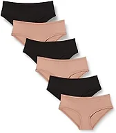 Amazon Essentials Women's Breathable Microfibre Seamless Panties (Available in Plus Size), Pack of 6, Black/Dusted Pearl, XX-Large