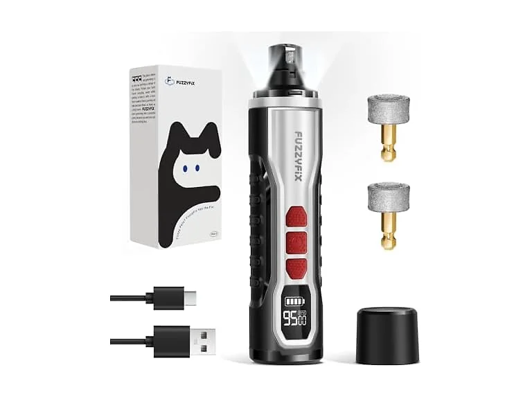 FuzzyFix Dog Nail Grinder, Nail Clippers with LED Light