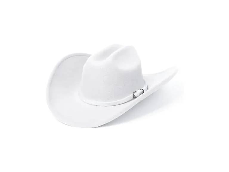 SAJUZEN Wide Brim Cowboy Hat White