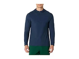 Amazon Essentials Men's Athletic Soft Performance Lightweight Quarter-Zip Running Long Sleeve Workout Top, Space Dye Navy, Large