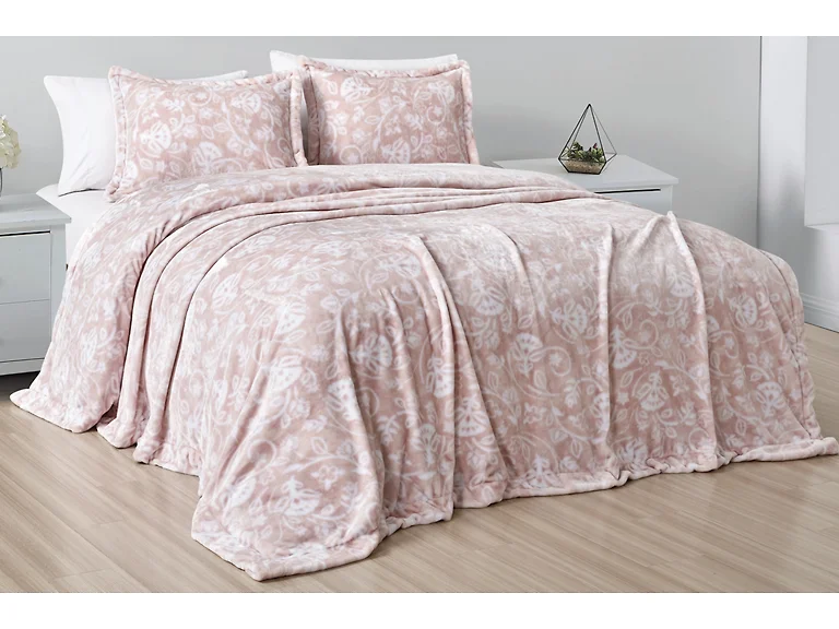 Luxury Home Blush Pink Plush Blanket Set