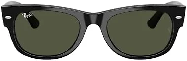 Ray-Ban Rb0832s 901/31 55 55-21-145 Ray-Ban Rb0832s Mega Wayfarer II Square Sunglasses Black/G-15 Green
