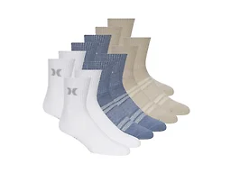 Hurley H601564 10-13 Hurley Men's 12-Pairs High Quarter Crew Socks WHITE/BLUE