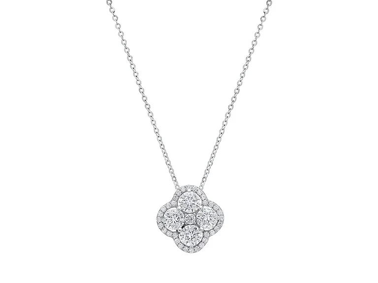 Diamond Clover Flower Necklace 1 CTTW