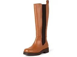 Amazon Essentials Women's Tall Gusset Boot with Square Toe and Chunky Heel, Camel, 5