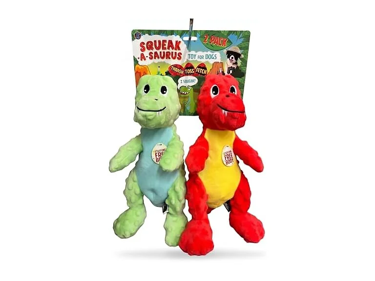 Bow Wow Pet 2 Pack Plush Dog Toy with Squeaker