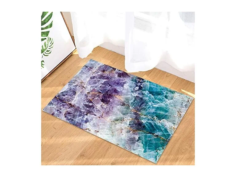 Marble Pattern Blue and Purple Floor Mat Welc