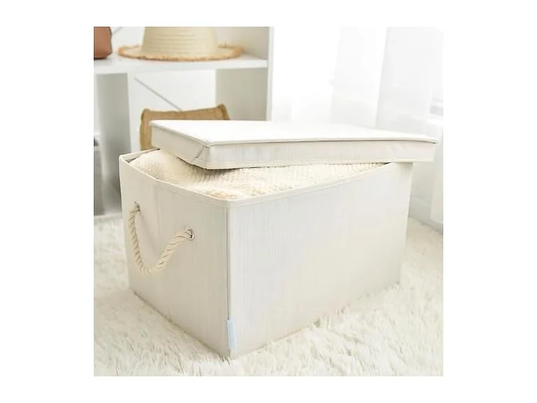 Sukkiri Homu 2-Pack Fabric Storage Baskets Ivory White