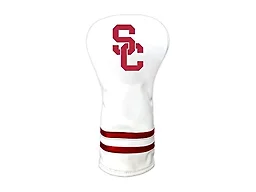 Team Golf NCAA USC Trojans White Vintage Driver Head Cover White Vintage Driver Golf Club Headcover, Form Fitting Design, Retro Design